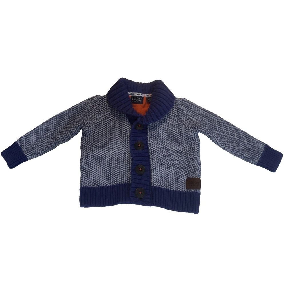 Ted Baker Baby Boys Blue Sweater 3-6 Months Long Sleeve Button Up Cotton Knit